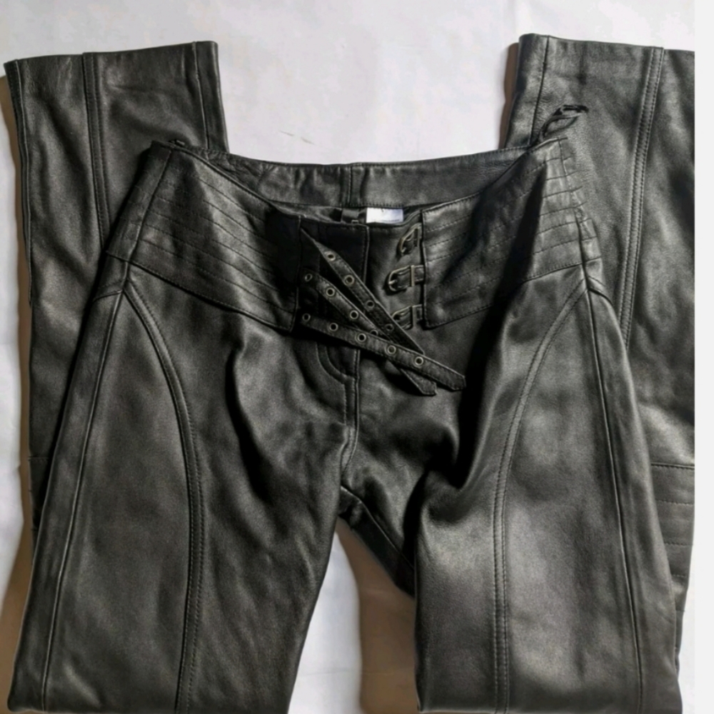 H&M Black leather Moto pants